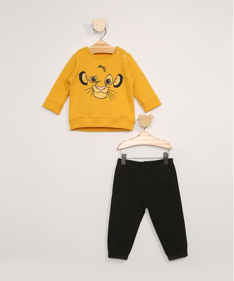 Conjunto-de-Moletom-Infantil-de-Blusa-Simba-Mostarda---Calca-Jogger-Preto-9979673-Preto_1