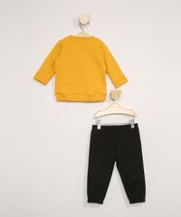 Conjunto-de-Moletom-Infantil-de-Blusa-Simba-Mostarda---Calca-Jogger-Preto-9979673-Preto_3