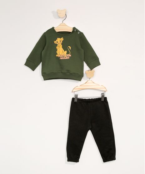 Conjunto-de-Moletom-Infantil-de-Blusa-Simba-Verde-Militar---Calca-Jogger-Preto-9979674-Preto_1