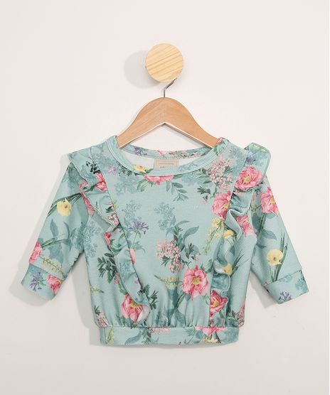 Blusa-de-Moletom-Infantil-Estampada-Floral-com-Babados-Verde-9977127-Verde_1