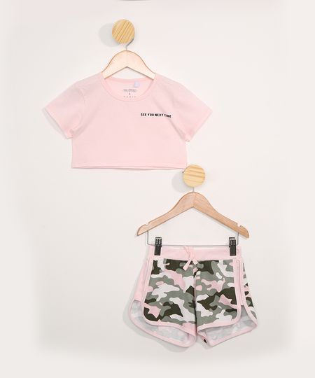 Conjunto-Infantil-de-Blusa-Manga-Curta-Cropped-Rosa---Short-Running-Camuflado-Cinza-9979206-Cinza_1