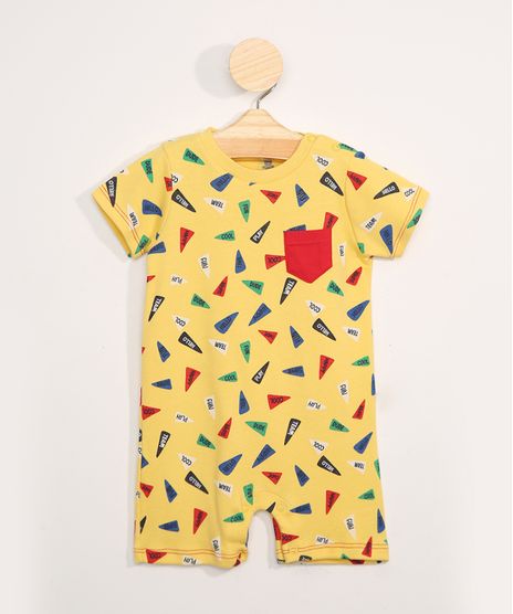Macaquinho-Infantil-Manga-Curta-Estampado-de-Flamulas-com-Bolso-Amarelo-9981762-Amarelo_1