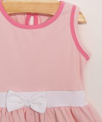 Vestido-Infantil-com-Recortes-e-Faixa-para-Amarrar-Sem-Manga---Calcinha-Rosa-9982326-Rosa_5