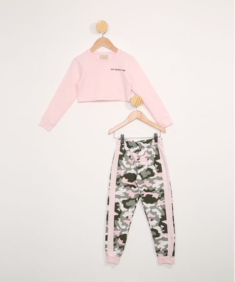 Conjunto-Infantil-de-Blusa-Manga-Longa-Cropped-Rosa---Calca-Jogger-Camuflada-Rosa-Claro-9979464-Rosa_Claro_1