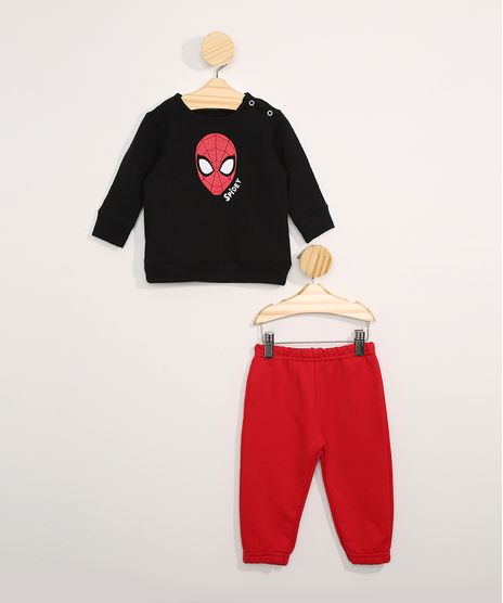 Conjunto-de-Moletom-Infantil-de-Blusa-Homem-Aranha-Vermelha---Calca-Jogger-Preto-9979668-Preto_1