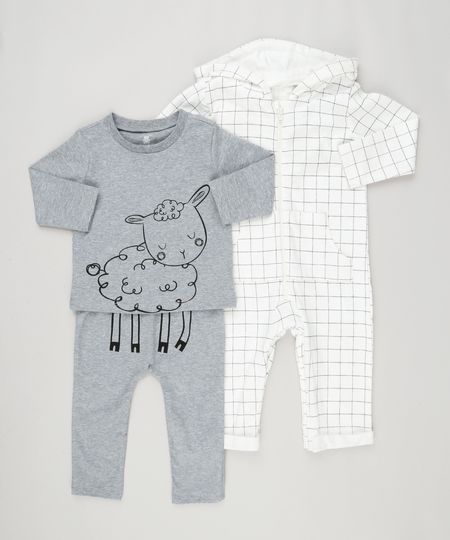 Conjunto-Infantil-de-Macacao-Estampado-Off-White---Camiseta-Ovelha-Manga-Longa---Calca-em-Algodao---Sustentavel-Cinza-Mescla-8959981-Cinza_Mescla_1