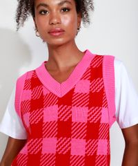 Colete-de-Trico-Feminino-Mindset-Estampado-Xadrez-Vichy-Decote-V-Rosa-9993273-Rosa_4 Colete-de-Trico-Feminino-Mindset-Estampado-Xadrez-Vichy-Decote-V-Rosa-9993273-Rosa_4
