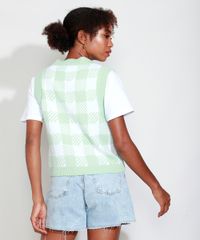 Colete-de-Trico-Feminino-Mindset-Estampado-Xadrez-Vichy-Decote-V-Verde-Claro-9993273-Verde_Claro_2
