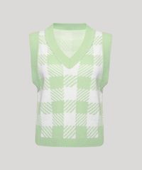 Colete-de-Trico-Feminino-Mindset-Estampado-Xadrez-Vichy-Decote-V-Verde-Claro-9993273-Verde_Claro_6
