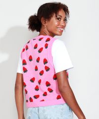 Colete-de-Trico-Feminino-Mindset-Estampado-de-Morangos-Decote-V-Rosa-9993268-Rosa_2