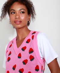 Colete-de-Trico-Feminino-Mindset-Estampado-de-Morangos-Decote-V-Rosa-9993268-Rosa_4