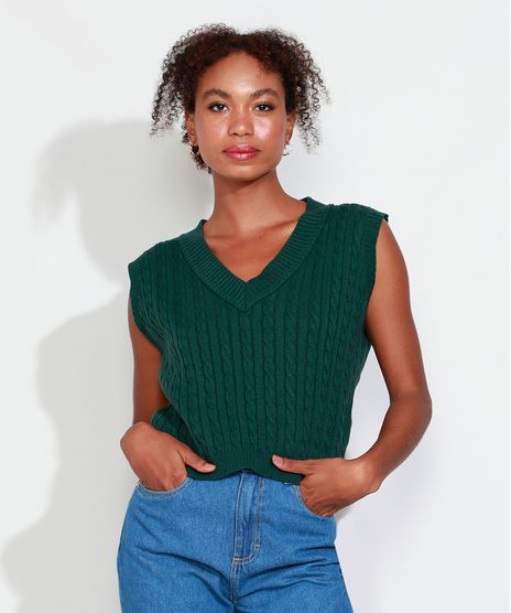 Colete-de-Trico-Feminino-Mindset-Texturizado-Tranca-Decote-V-Verde-Escuro-9993258-Verde_Escuro_1