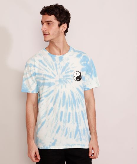 Camiseta-Masculina-Estampada-Manga-Curta-Tie-Dye-Smiley-Yin-Yang-Gola-Careca-Azul-9986246-Azul_1