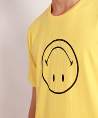 Camiseta-Masculina-Manga-Curta-Smiley-Gola-Careca-Amarela-9986247-Amarelo_2