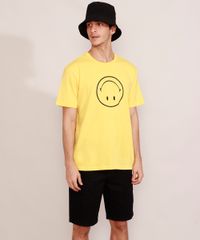 Camiseta-Masculina-Manga-Curta-Smiley-Gola-Careca-Amarela-9986247-Amarelo_3