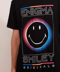 Camiseta-Masculina-Manga-Curta-Smiley--Enigma--Gola-Careca-Preta-9987022-Preto_2