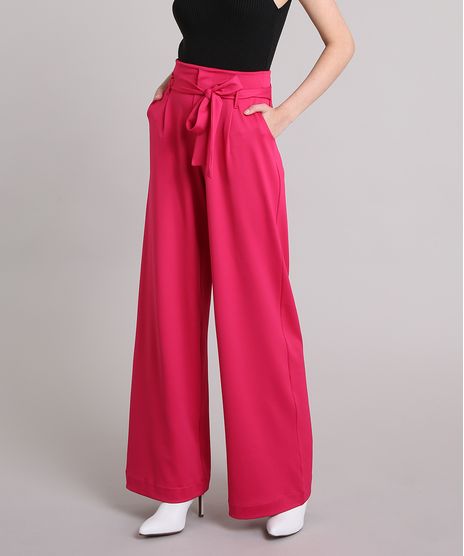 Calca-Feminina-Pantalona-de-Malha-com-Faixa-para-Amarrar-Pink-9253251-Pink_1