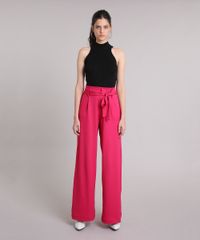 Calca-Feminina-Pantalona-de-Malha-com-Faixa-para-Amarrar-Pink-9253251-Pink_3