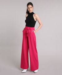 Calca-Feminina-Pantalona-de-Malha-com-Faixa-para-Amarrar-Pink-9253251-Pink_5