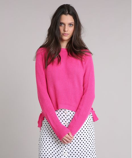 Sueter-Feminino-em-Tricot-com-Ilhos-e-Tiras--Pink-9250728-Pink_1