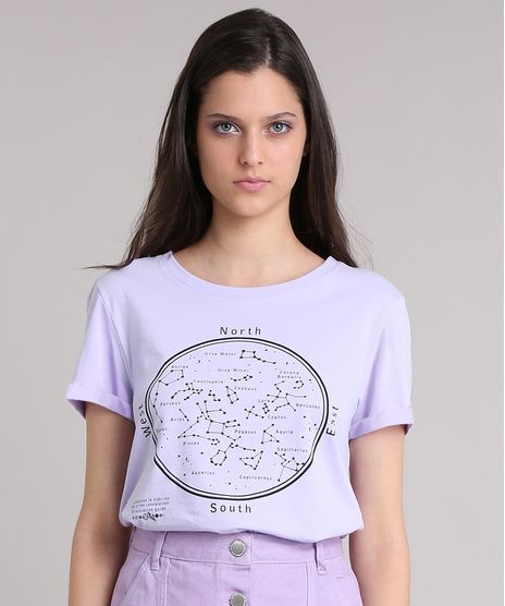T-shirt-Feminina-Manga-Curta-com-Constelacoes--Lilas-9251624-Lilas_1