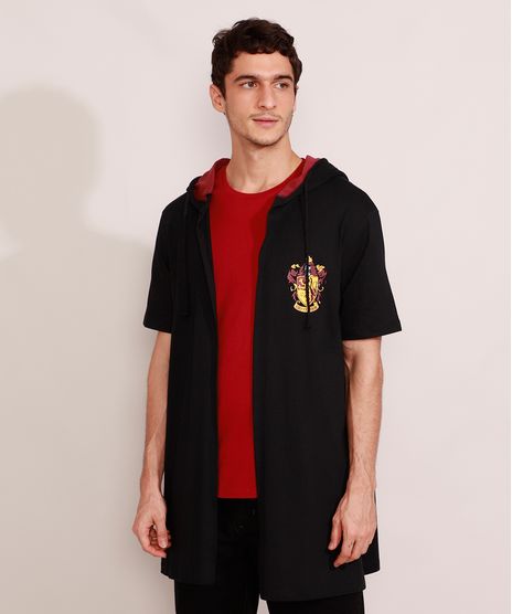 Capa-Masculina-Grifinoria-Harry-Potter-com-Capuz-Manga-Curta-Preta-8933799-Preto_1