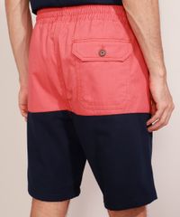 Bermuda-Masculina-de-Sarja-Reta-com-Recorte-e-Cordao-Coral-9974787-Coral_2