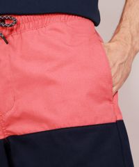 Bermuda-Masculina-de-Sarja-Reta-com-Recorte-e-Cordao-Coral-9974787-Coral_6