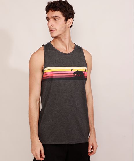 Regata-Masculina-Urso-California-com-Listras-Gola-Careca-Cinza-Mescla-Escuro-9986330-Cinza_Mescla_Escuro_1