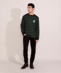 Camiseta-Masculina-Listrada-Harry-Potter-Sonserina-Manga-Longa-Gola-Careca-Verde-Escuro-9986228-Verde_Escuro_3