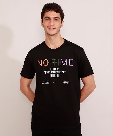 Camiseta-Masculina-Manga-Curta--No-Time--Gola-Careca-Preta-9981547-Preto_1