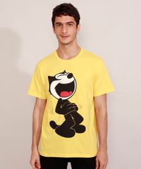 Camiseta-Masculina-Manga-Curta-Gato-Felix-Gola-Careca-Amarela-9985591-Amarelo_1