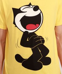 Camiseta-Masculina-Manga-Curta-Gato-Felix-Gola-Careca-Amarela-9985591-Amarelo_2