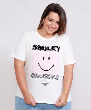 Camiseta-Plus-Size-Feminina-Manga-Curta-Smiley-Flocada-Decote-Redondo-Off-White-9982642-Off_White_1