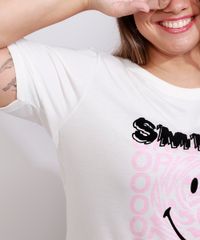 Camiseta-Plus-Size-Feminina-Manga-Curta-Smiley-Flocada-Decote-Redondo-Off-White-9982642-Off_White_5