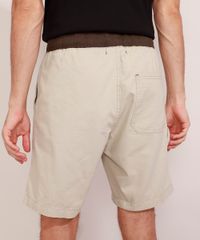 Bermuda-Masculina-de-Sarja-Reta-Texturizada-com-Cordao-e-Cos-Contrastante-Bege-9980150-Bege_2