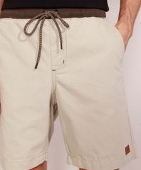 Bermuda-Masculina-de-Sarja-Reta-Texturizada-com-Cordao-e-Cos-Contrastante-Bege-9980150-Bege_4