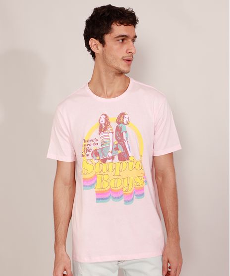 Camiseta-Masculina-Manga-Curta-Stranger-Things--Stupid-Boys--Gola-Careca-Rosa-Claro-9987615-Rosa_Claro_1