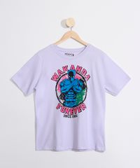 Camiseta-Plus-Size-Feminina-Manga-Curta-Pantera-Negra-Decote-Redondo-Lilas-9982640-Lilas_1