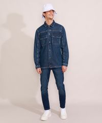 Jaqueta-Jeans-Masculina-Longa-com-Recorte-e-Bolsos-Azul-Escuro-9981196-Azul_Escuro_3