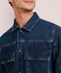 Jaqueta-Jeans-Masculina-Longa-com-Recorte-e-Bolsos-Azul-Escuro-9981196-Azul_Escuro_5