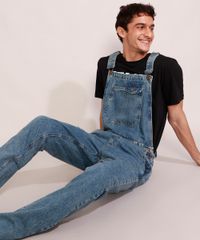 Macacao-Jeans-Masculino-Marmorizado-com-Bolsos-Azul-Medio-9985768-Azul_Medio_3