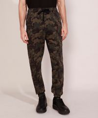 Calca-de-Moletom-Masculina-Relaxed-Slim-Jogger-Camuflada-com-Bolso-de-Ziper-e-Cordao-Verde-Militar-9963087-Verde_Militar_1