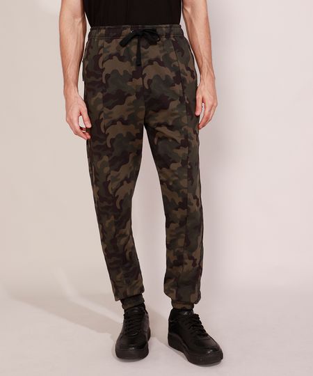 Calca-de-Moletom-Masculina-Relaxed-Slim-Jogger-Camuflada-com-Bolso-de-Ziper-e-Cordao-Verde-Militar-9963087-Verde_Militar_1