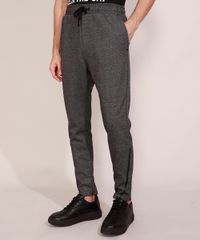 Calca-de-Moletom-Masculina-Relaxed-Skinny-com-Listras-e-Bolsos-Cinza-Mescla-Escuro-9971521-Cinza_Mescla_Escuro_1