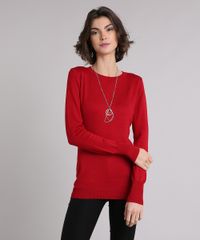 Sueter-Feminino-em-Trico-Manga-Longa-Gola-Redonda--Vermelho-8465830-Vermelho_1