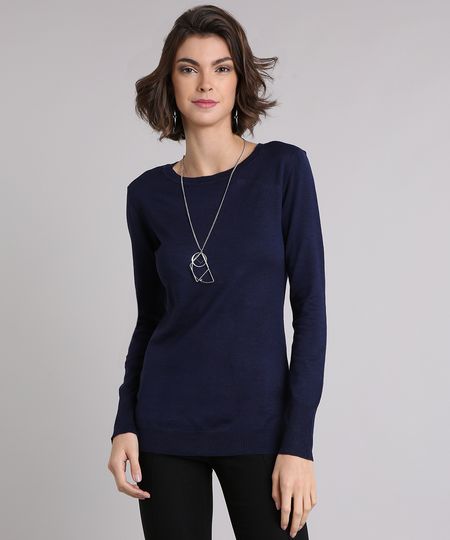 Sueter-Feminino-em-Trico-Manga-Longa-Gola-Redonda--Azul-Marinho-8465830-Azul_Marinho_1 Sueter-Feminino-em-Trico-Manga-Longa-Gola-Redonda--Azul-Marinho-8465830-Azul_Marinho_1