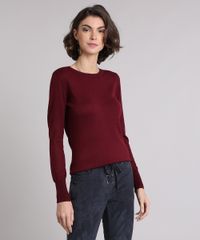 Sueter-Feminino-em-Trico-Manga-Longa-Gola-Redonda--Vinho-8465830-Vinho_1
