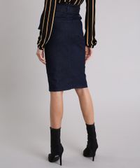 Saia-Jeans-Feminina-Midi-com-Fenda-e-Faixa-para-Amarrar-Azul-Escuro-9223879-Azul_Escuro_2
