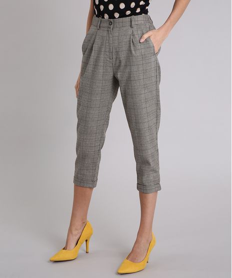 Calca-Feminina-Cropped-Xadrez-com-Barra-Dobrada-Kaki-9037091-Kaki_1